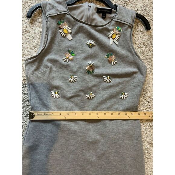 Banana Republic Heather Gray Pineapple Jewel Beaded Embellished Sheath Dress 8 - Picture 8 of 9